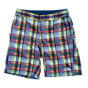 The North Face Checkered Scottish Plaid Hybrid  Swim Board Shorts Trunks EUC 30